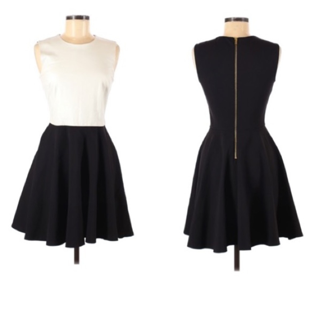 Diane Von Furstenberg Leather A Line Bodice Full Mini Dress sz 6